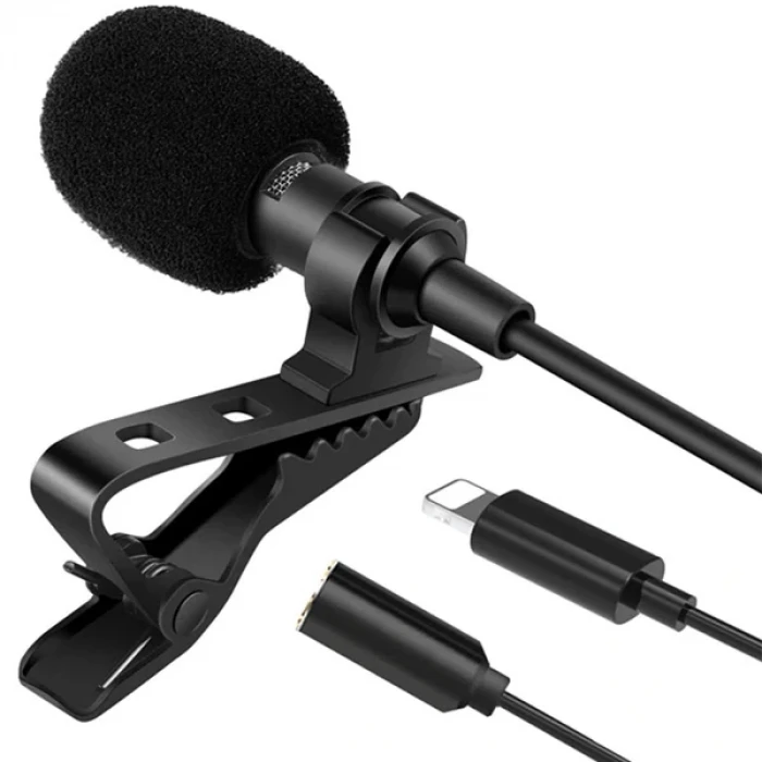 ieg™ Ally İphone Lightning Yaka Mikrofonu+3.5mm Jack Profesyonel Youtuber Mikrofonu