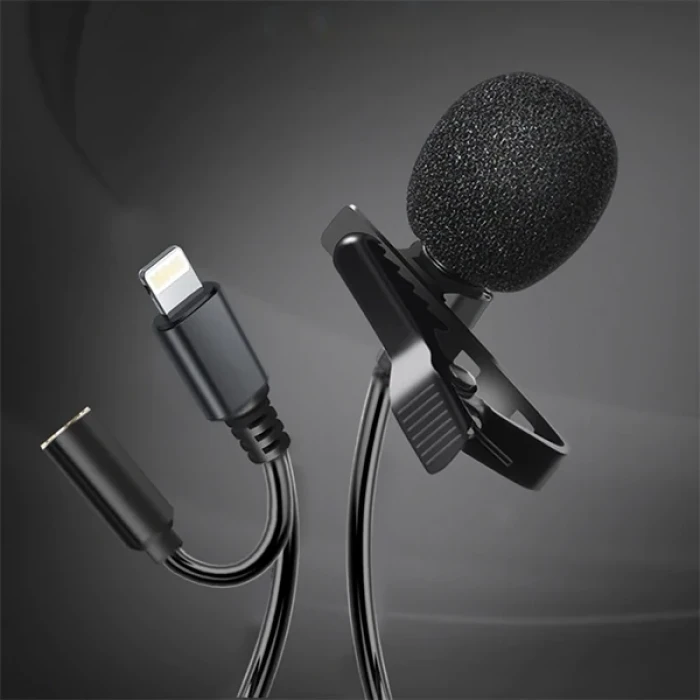 ieg™ Ally İphone Lightning Yaka Mikrofonu+3.5mm Jack Profesyonel Youtuber Mikrofonu
