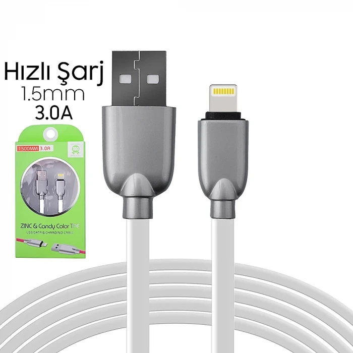 ieg™ Ally İphone5s6s788 Plus Zinc Alloy Dayanıklı 3.0a 1.5mm Usb Kablo
