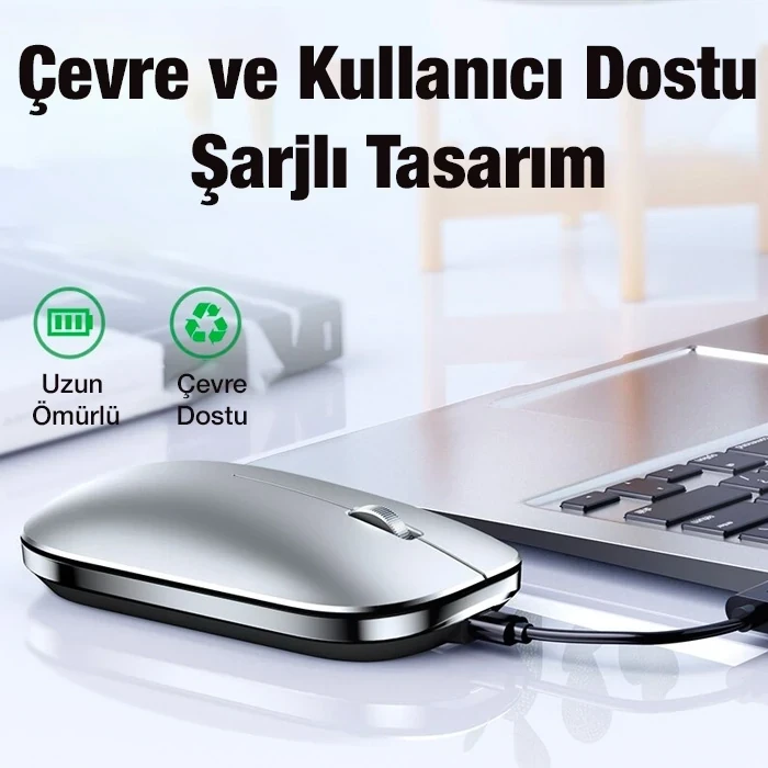 ieg™ Ally Mc 502 Kablosuz 2.4 Bluetooth Mouse Type-c Şarjlı Premium