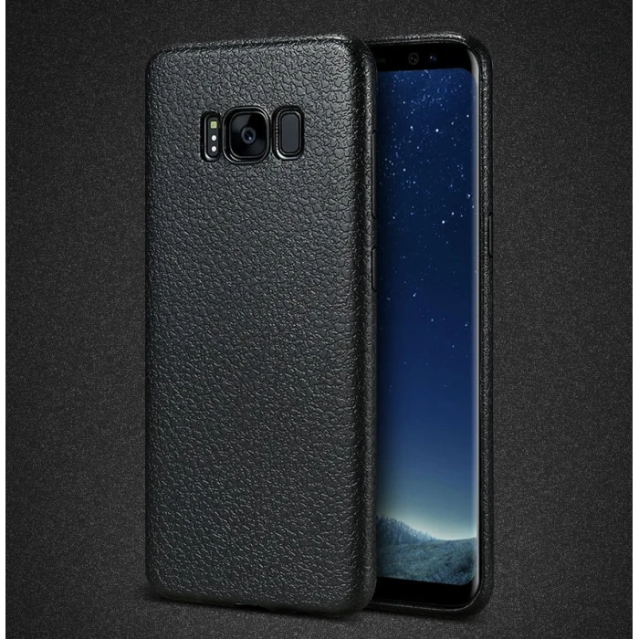 ieg™ Ally Sm Galaxy S8 Deri Dokulu Premium Soft Silikon Kılıf