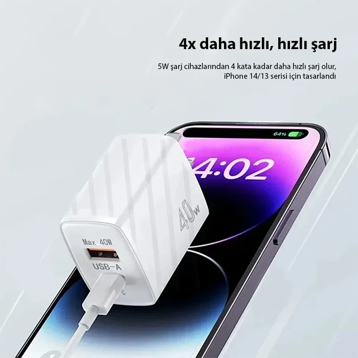 ieg™ Ally Te-pd08 40w Type-c + Usb Qc3.0 Pd Hızlı Şarj Adaptörü Şarj Başlığı