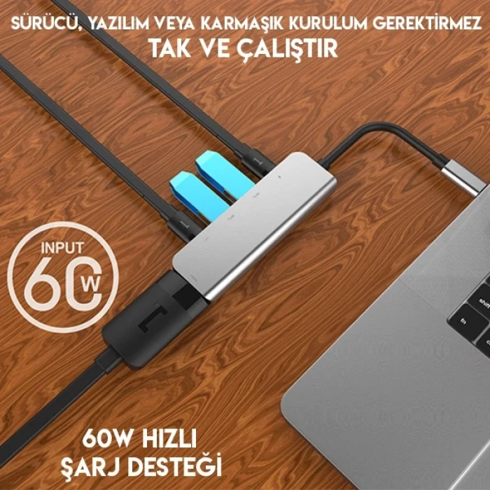 ieg™ Ally Usb (type-c To 5in1  Hdtv 2xusb+2x Pd) Hub Adaptör Çoklayıcı