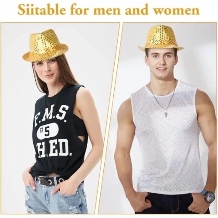 ieg™ Altın Payetli Fötr Şapka Yetişkin Boy