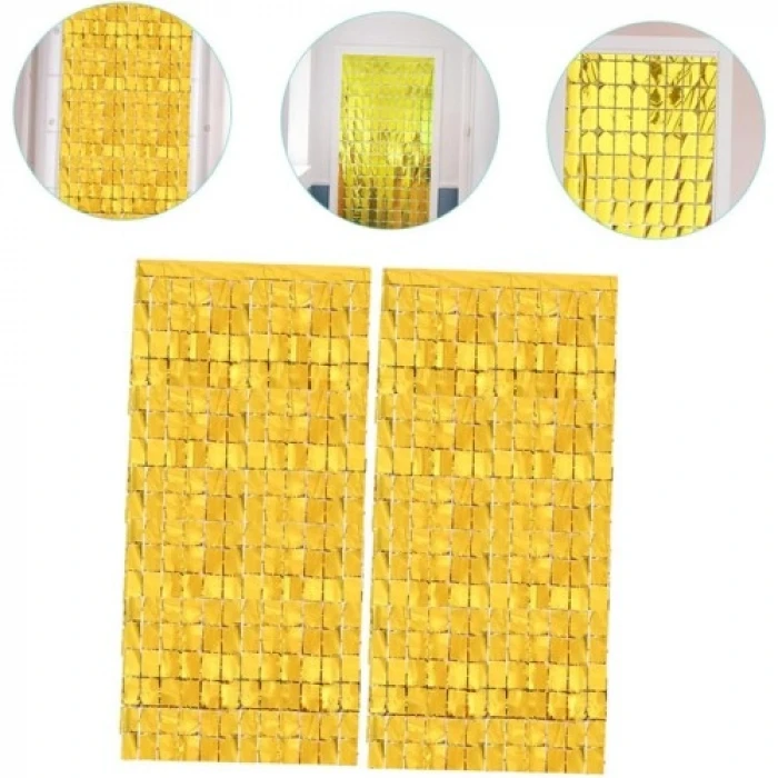 ieg ™ Altın Renk Disko Dikdörtgen Kesim Kapı Perdesi