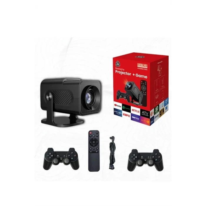 ieg™ Android Projeksiyon Siyah Taşınabilir Sinema Projektörü 4k 1080p Ev Sineması Bluetooth