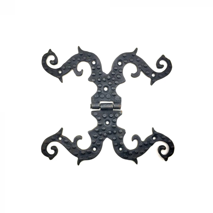 IEG Antika Tarz Dekoratif Pirinç Süslü Menteşe - 190x170 mm, Oksit