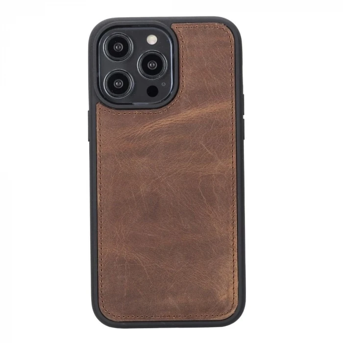 ieg™ Apple iPhone 14 Pro Max Uyumlu Deri Cüzdanlı Kılıf MWWN G2 Kahve