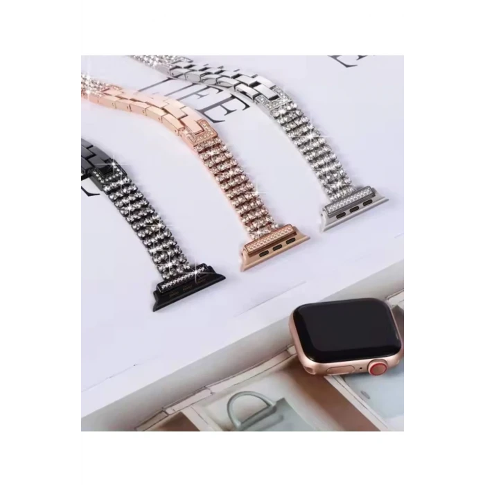 ieg™  Apple Watch 38mm Live Taşlı Kordon - Siyah