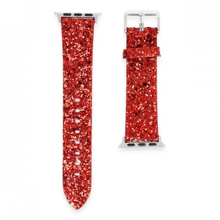 ieg™  Apple Watch 42mm Starry Taşlı Kordon - Kırmızı