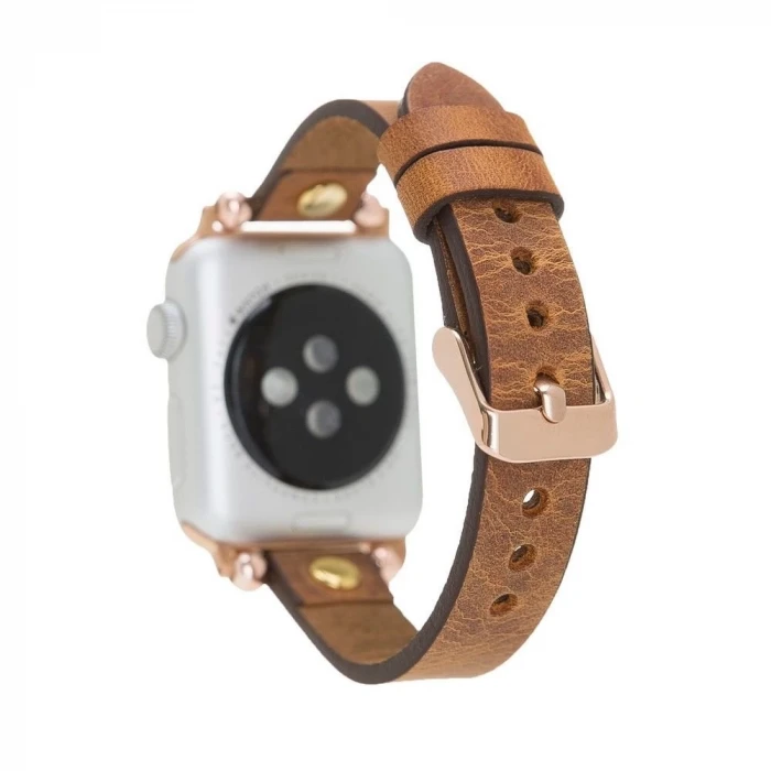 ieg™ Apple Watch Uyumlu Deri Kordon 38-40-41mm GT G19 Taba