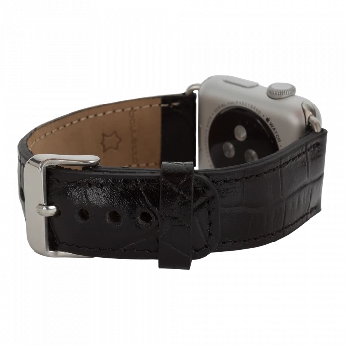 ieg™ Apple Watch Uyumlu Deri Kordon 42-44-45mm Kroko Siyah