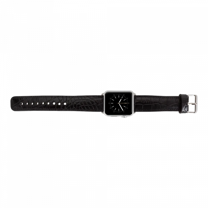 ieg™ Apple Watch Uyumlu Deri Kordon 42-44-45mm Kroko Siyah
