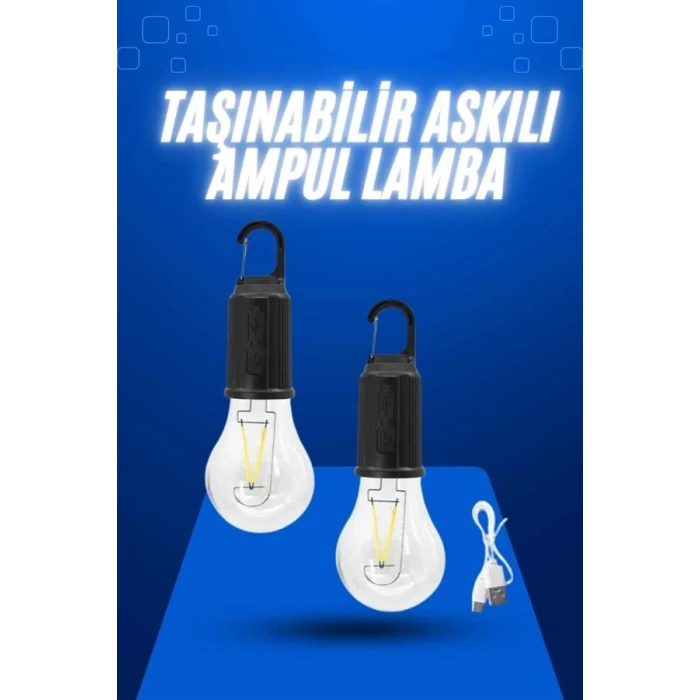 ieg™ Askılı Kırılmaz Led Işık Kamp Bahçe Lambası Taşınabilir Led Ampul Şarjlı