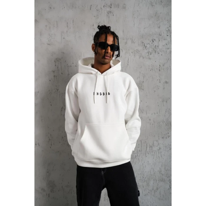 ieg™      Astronot Baskılı Kapüşonlu Sweat - Beyaz -