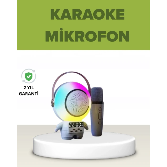 ieg™ Astronot Tasarımlı Bluetooth Speaker ve Kablosuz Mikrofon Karaoke Seti