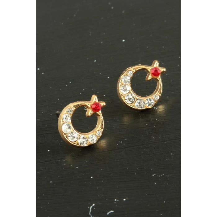 ieg™ Ay Yıldız Taşlı Minik Küpe