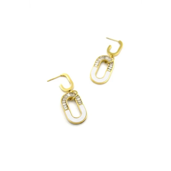 İEG Baget Taşlı  Küpe - Altın