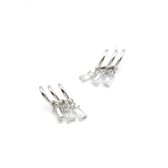 İEG® Baget Taşlı Küpe - Gümüş