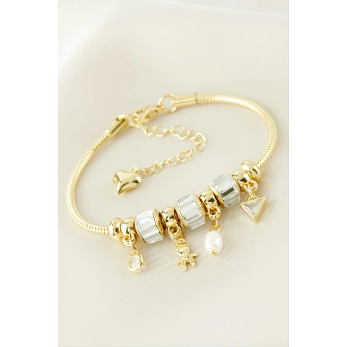 ieg™ Baget Taşlı Lüks Çelik Kelepçe Bileklik