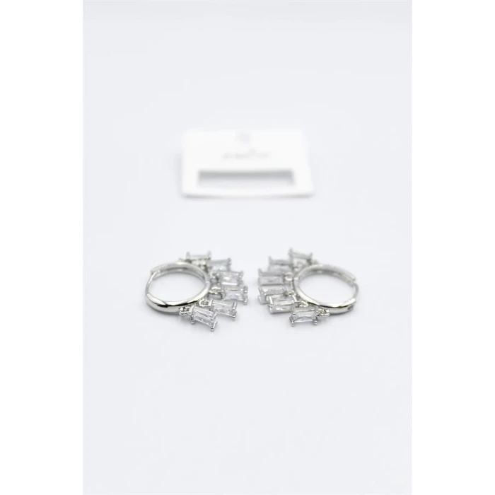 İEG Baget Taşlı Shakira Küpe - Gümüş