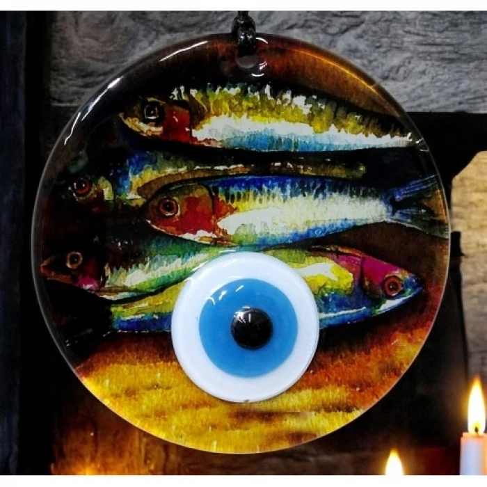 ieg™ Balık Desenli 12 Cm Füzyon Cam Duvar Süsü