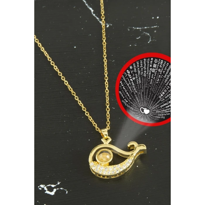 ieg™ Balık Lüks Çelik Kolye 100 Dilde Seni Seviyorum