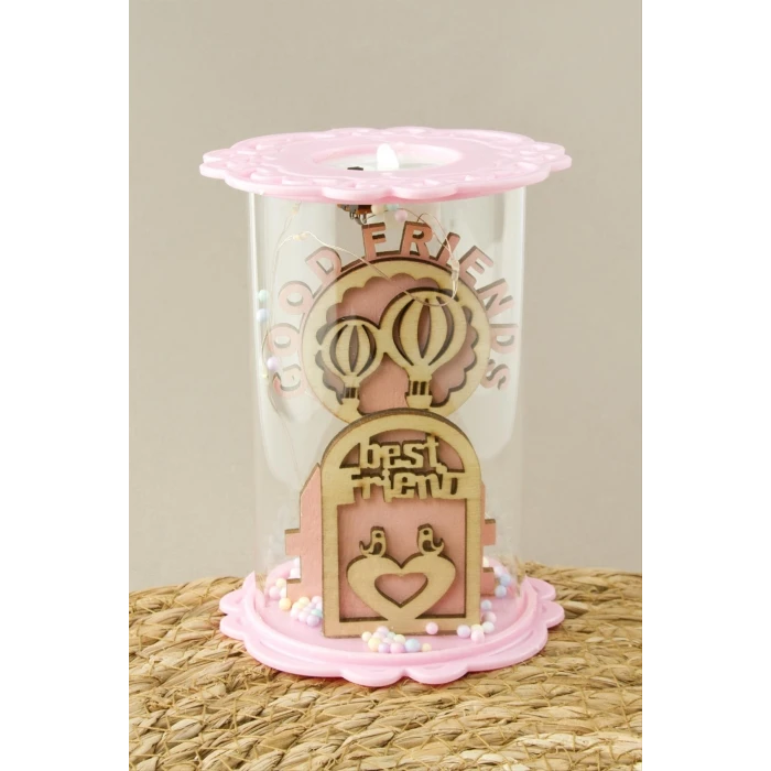 ieg™ Balon Kuş Ahşap Işıklı Led Fanus