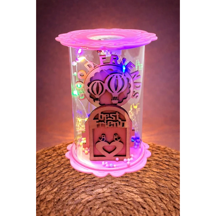 ieg™ Balon Kuş Ahşap Işıklı Led Fanus