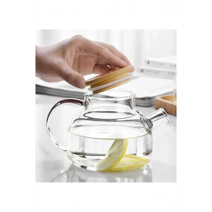 ieg™ Bambu Kapaklı Borosilikat Cam Demlik 1000ml -CM-2000