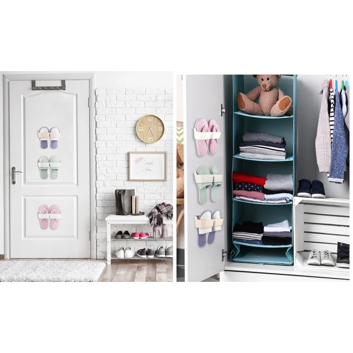 ieg™ Banyo Terlik Tutucu - Kapı Arkası Pratik Raf - Terlik Tutucu Gri