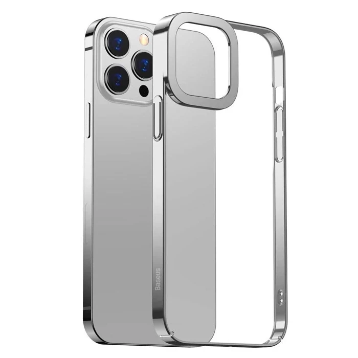 ieg™ Baseus Glitter İphone 13 Pro Max 6.7inç Kılıf Renkli Kenar Şeffaf Silikon