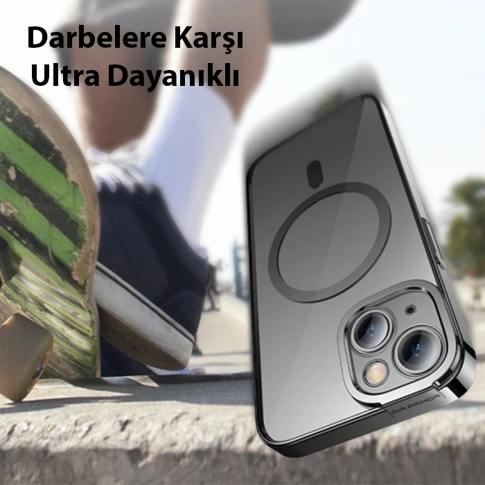 ieg™ Baseus Glitter İphone 14 6.1 Magsafe Silikon Kılıf + Tempered Ekran Koruyucu Set