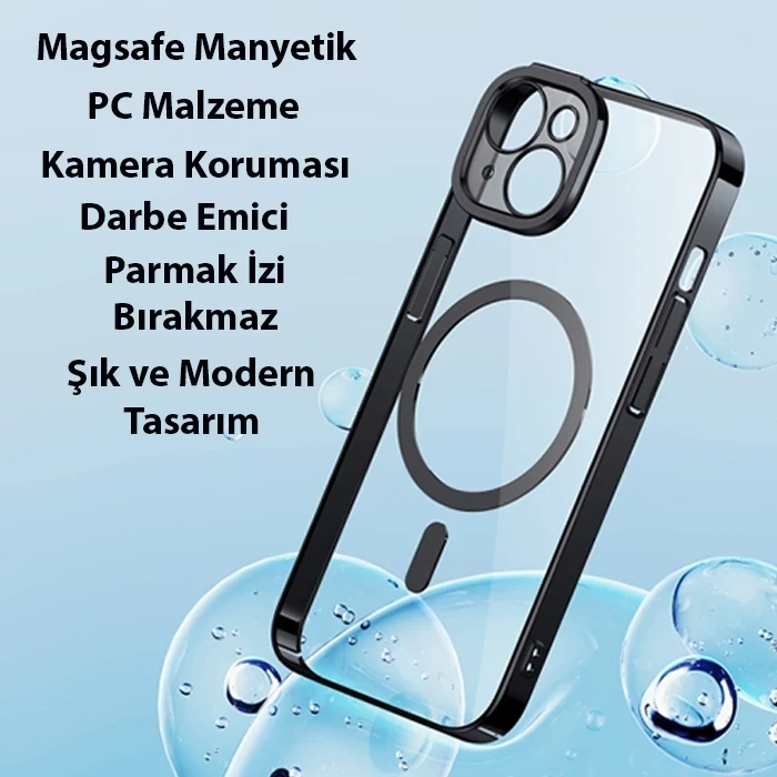 ieg™ Baseus Glitter İphone 14 6.1 Magsafe Silikon Kılıf + Tempered Ekran Koruyucu Set