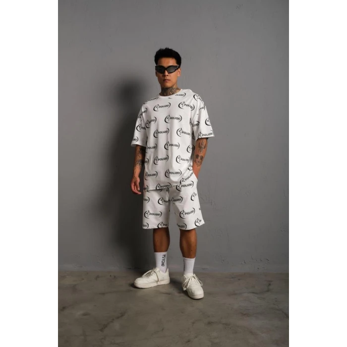 ieg™      Baskılı İkili Şortlu Takım - Beyaz -