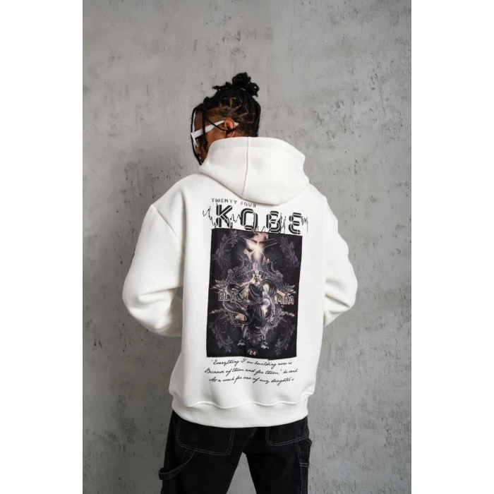 ieg™      Baskılı Kapüşonlu Sweat - Beyaz -