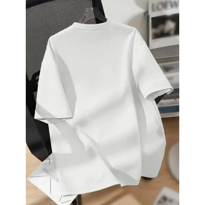 ieg™ Baskılı Oversize Bisiklet Yaka T-shirt - Beyaz