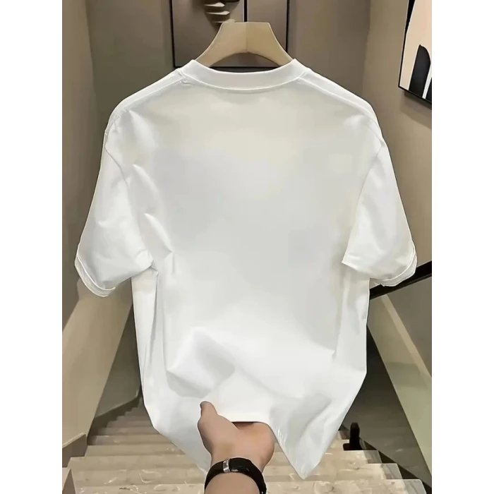 ieg™ Baskılı Oversize Bisiklet Yaka T-shirt - Beyaz