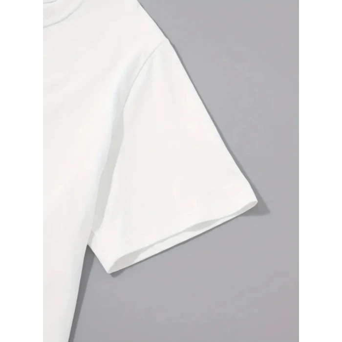 ieg™ Baskılı Oversize Bisiklet Yaka T-shirt - Beyaz