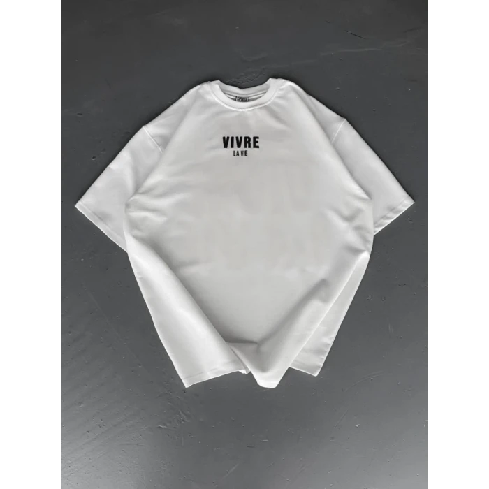 ieg™ Baskılı Oversize Bisiklet Yaka T-shirt - Beyaz