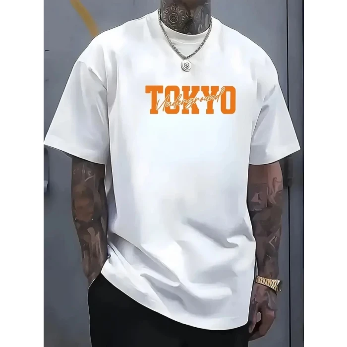 ieg™ Baskılı Oversize Bisiklet Yaka T-shirt - Beyaz