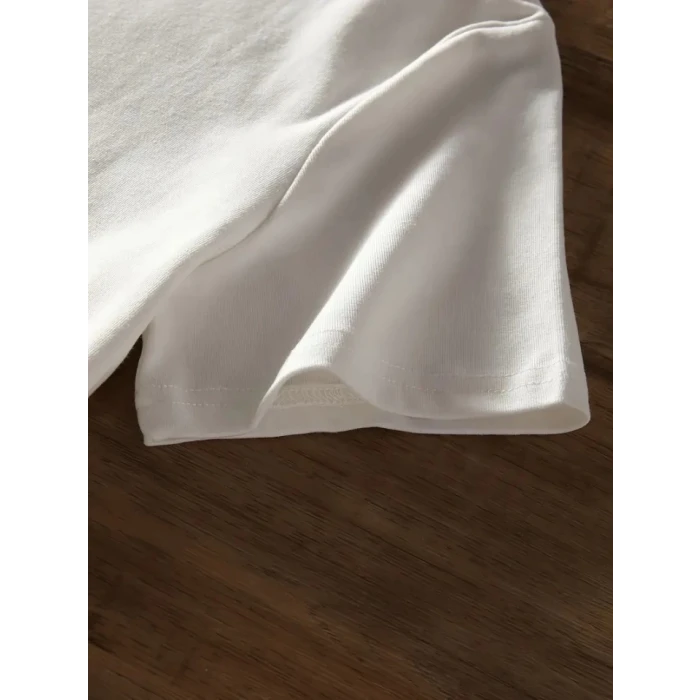 ieg™ Baskılı Oversize Bisiklet Yaka T-shirt - Beyaz