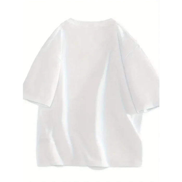 ieg™ Baskılı Oversize Bisiklet Yaka T-shirt - Beyaz