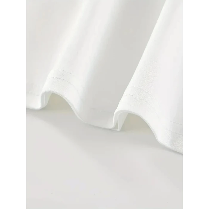 ieg™ Baskılı Oversize Bisiklet Yaka T-shirt - Beyaz