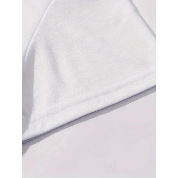 ieg™ Baskılı Oversize Bisiklet Yaka T-shirt - Beyaz