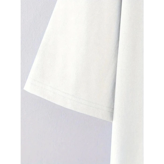 ieg™ Baskılı Oversize Bisiklet Yaka T-shirt - Beyaz