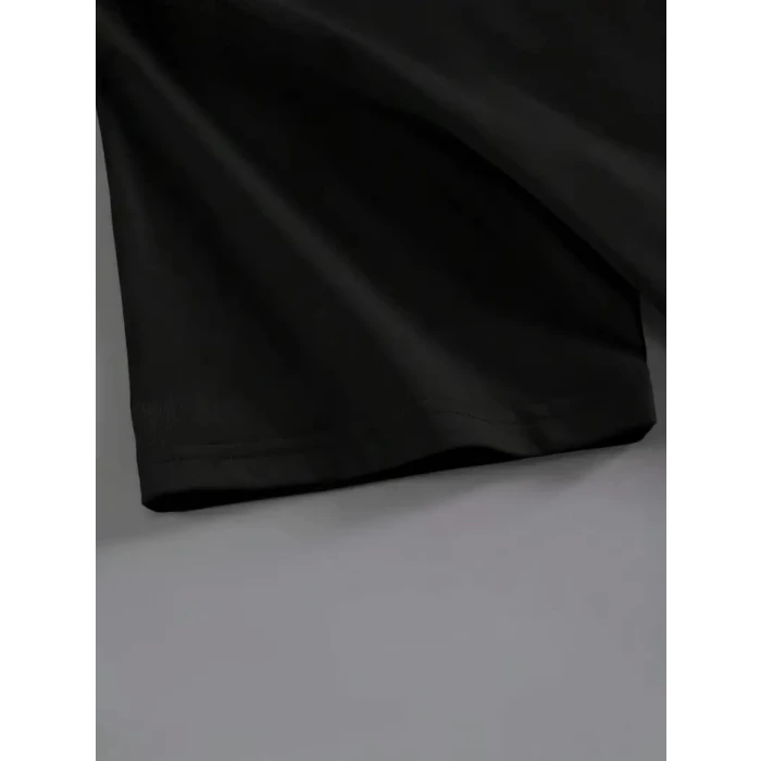 ieg™ Baskılı Oversize Bisiklet Yaka T-shirt - Siyah