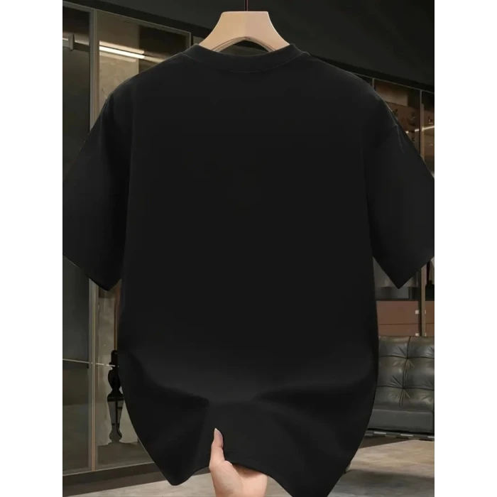 ieg™ Baskılı Oversize Bisiklet Yaka T-shirt - Siyah