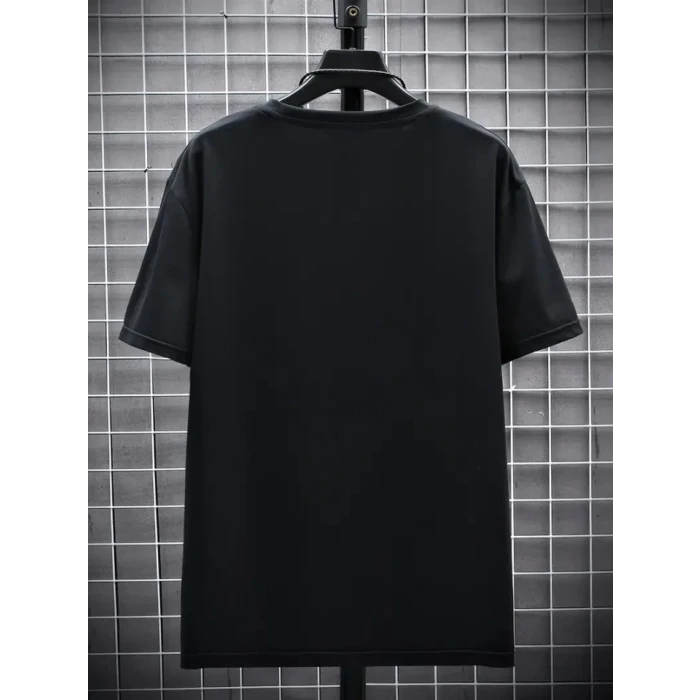 ieg™ Baskılı Oversize Bisiklet Yaka T-shirt - Siyah