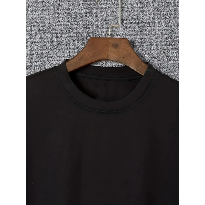 ieg™ Baskılı Oversize Bisiklet Yaka T-shirt - Siyah